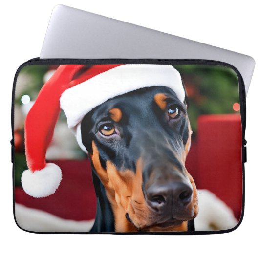 Doberman Christmas Laptopschutzhülle (Vorderseite)