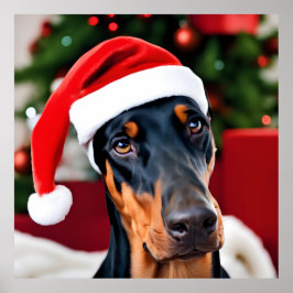 Doberman Christmas Poster