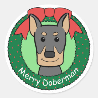 Doberman Christmas Runder Aufkleber