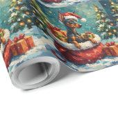 Doberman Christmas Santa Bag Adventure Geschenkpapier (Rolleneckpunkt)