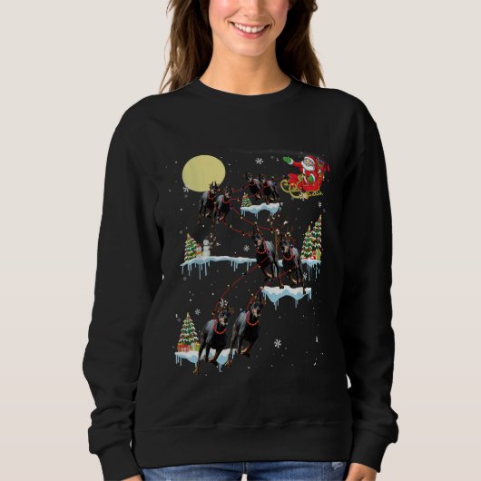 Doberman Christmas Santa Sleigh Funny Dog Lover Xm Sweatshirt (Vorderseite)