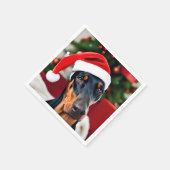 Doberman Christmas Serviette (Ecke)