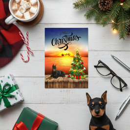 Doberman Christmas Sunset Card Feiertagskarte