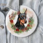 Doberman Christmas Wreath Festivals Button (Beispiel)