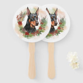 Doberman Christmas Wreath Festivals Fächer (Vorne und Hinten)