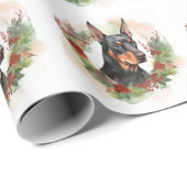 Doberman Christmas Wreath Festivals Geschenkpapier (Rolleneckpunkt)