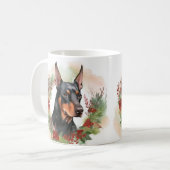 Doberman Christmas Wreath Festivals Kaffeetasse (Vorderseite Links)