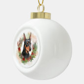 Doberman Christmas Wreath Festivals Keramik Kugel-Ornament (Rechts)