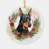 Doberman Christmas Wreath Festivals Keramik Ornament (Vorne)