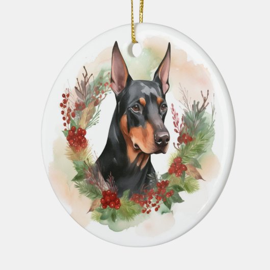 Doberman Christmas Wreath Festivals Keramik Ornament (Links)