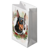Doberman Christmas Wreath Festivals Kleine Geschenktüte (Vorderseite Schrägansicht)