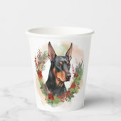 Doberman Christmas Wreath Festivals Pappbecher (Vorderseite)