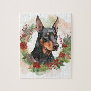 Doberman Christmas Wreath Festivals Puzzle