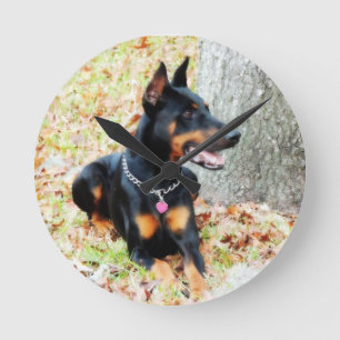 Doberman Clock Runde Wanduhr