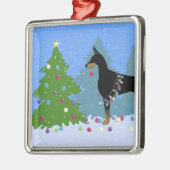 Doberman Dekorationsbaum im Wald Ornament Aus Metall (Links)