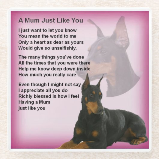 Doberman Design Mum Poem Untersetzer (Vorderseite)