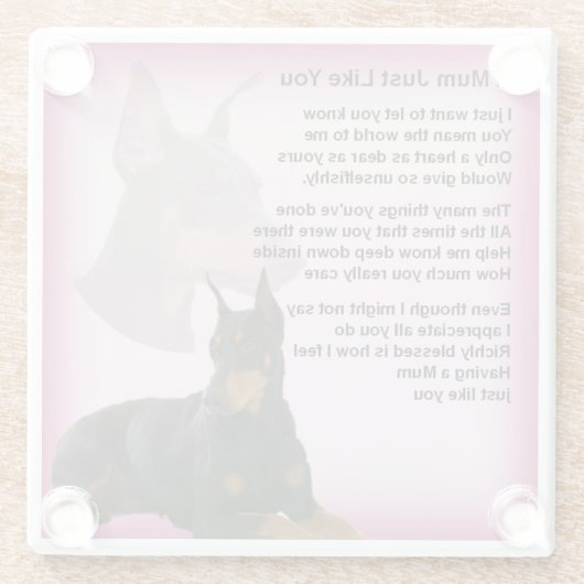 Doberman Design Mum Poem Untersetzer (Rückseite)
