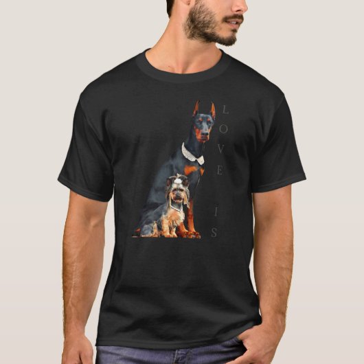 Doberman Doberman Pinscher Hund Mama Vater Liebe H T-Shirt (Vorderseite)
