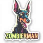 Doberman Dobermann Doby Dobermann Zombie Dog Hallo Aufkleber (Vorderseite)