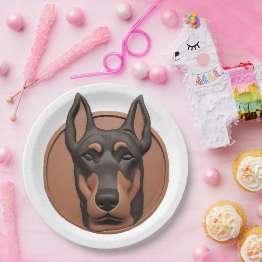 Doberman Dog 3D Inspiriert Pappteller (Party)
