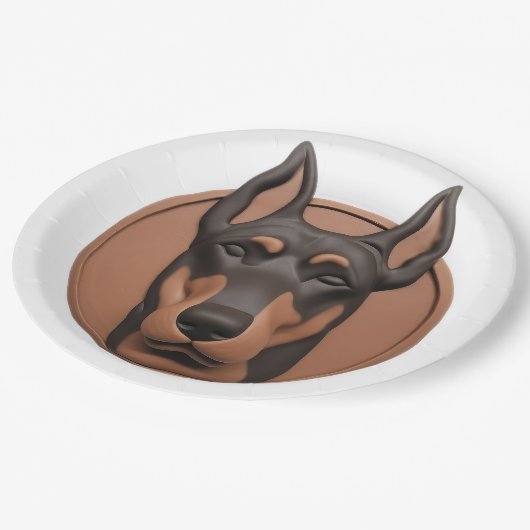 Doberman Dog 3D Inspiriert Pappteller (Schrägansicht)