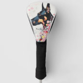 Doberman Dog and Blume 004 - Schneidereichen Golf Headcover (Vorderseite)