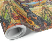 Doberman Dog Autumn Harvest Erntedank Geschenkpapier (Rolleneckpunkt)