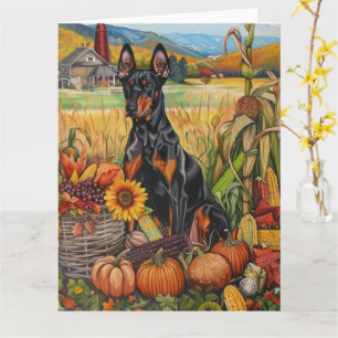 Doberman Dog Autumn Harvest Erntedank Karte