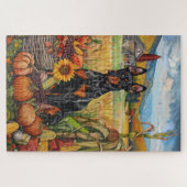 Doberman Dog Autumn Harvest Erntedank Puzzle (Horizontal)