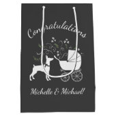 Doberman Dog Babydusche Welpe Dobermann Pinscher Mittlere Geschenktüte (Rückseite)