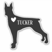 Doberman Dog Breed Silhouette Individuelle Name Aufkleber (Vorderseite)