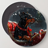 Doberman Dog Christmas Festive Button (Vorne & Hinten)
