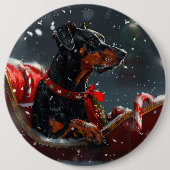 Doberman Dog Christmas Festive Button (Vorderseite)
