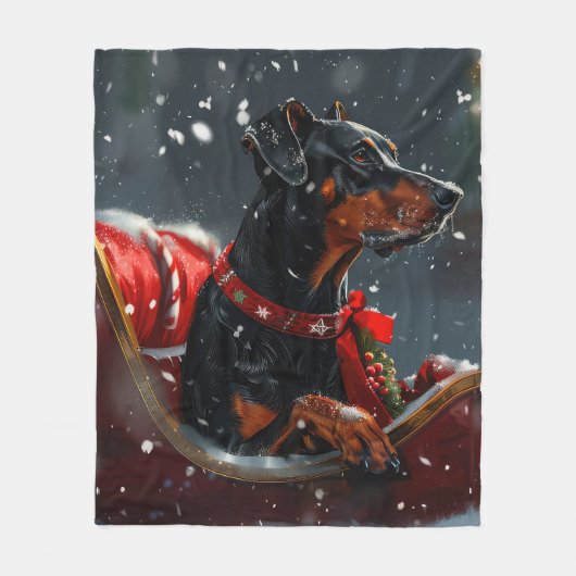 Doberman Dog Christmas Festive Fleecedecke (Vorderseite)