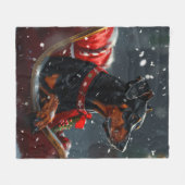 Doberman Dog Christmas Festive Fleecedecke (Vorderseite (Horizontal))