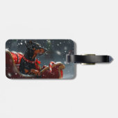 Doberman Dog Christmas Festive Gepäckanhänger (Rückseite horizontal)