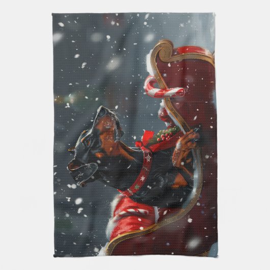 Doberman Dog Christmas Festive Geschirrtuch (Vertikal)