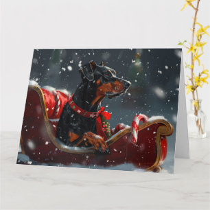 Doberman Dog Christmas Festive Karte