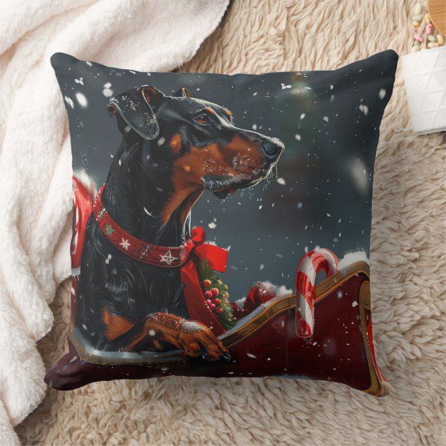 Doberman Dog Christmas Festive Kissen (Decke)