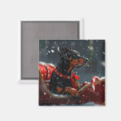 Doberman Dog Christmas Festive Magnet (Vorderseite/Rückseite)