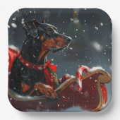 Doberman Dog Christmas Festive Pappteller (Vorderseite)
