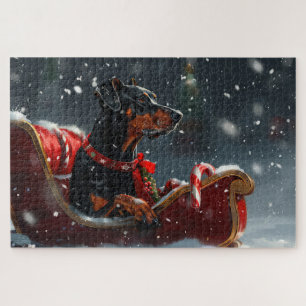 Doberman Dog Christmas Festive Puzzle
