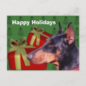 Doberman Dog Christmas Holiday Postcard Feiertagspostkarte (Vorderseite)