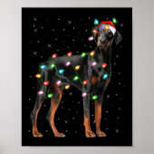 Doberman Dog Christmas Lights Santa Pet Dog Lover Poster (Vorne)