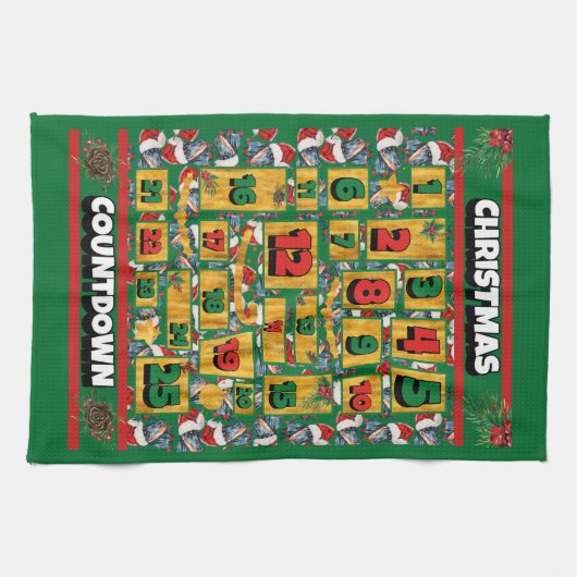 Doberman Dog Countdown Weihnachtskalender Geschirrtuch (Horizontal)