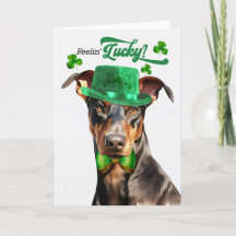 Doberman Dog Feelin' Lucky St Patrick's Day