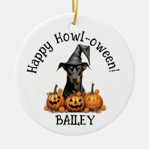 Doberman Dog Halloween Keramik Ornament