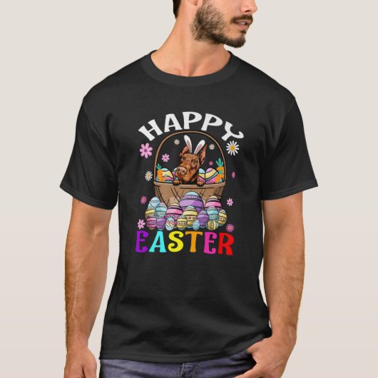 Doberman Dog Happy Oaster Bunny Egs Oster T-Shirt (Vorderseite)