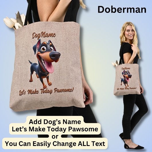 Doberman - Dog hinzufügen, Text ändern Tasche
