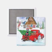 Doberman Dog in Christmas Delivery LKW Schnee Magnet (Vorderseite/Rückseite)